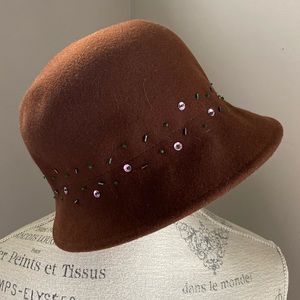 Brown Wool Hat Alessandra Bacci Firenze Made in Italy 100% wool
